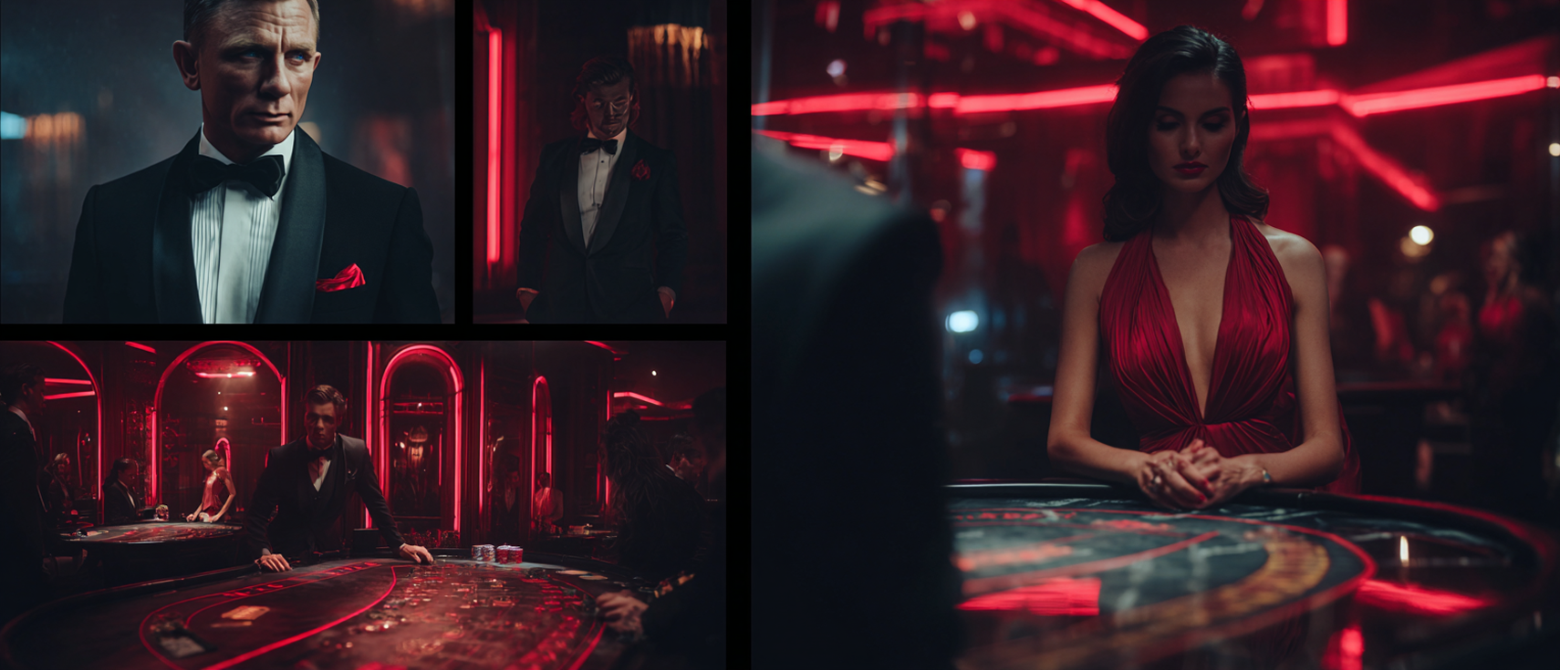 Sophisticated James Bond themed event with elegant decor and formal attire