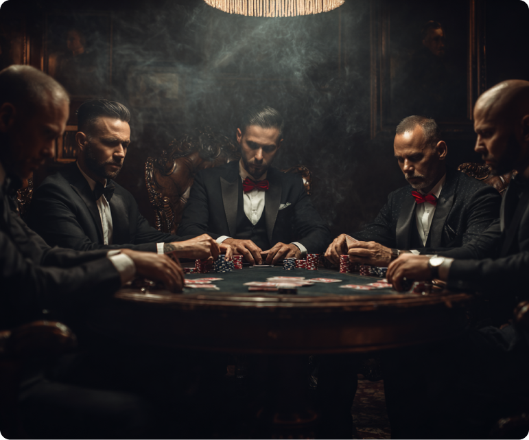 Sophisticated spy-themed ambiance with dramatic lighting and elegant shadows